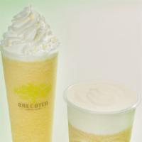 Pineapple Milk Cap Tea · Pineapple and green tea with cheese foam on top