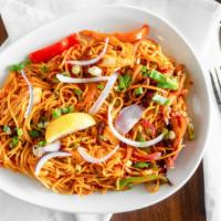Hakka Noodles · Noodles Sautéed with Tomato, Rice Vinegar, Vegetables and Served with indo-Chinese Spices
