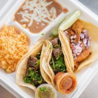 Special Taco · With a choice of any 3 tacos, rice, and beans.