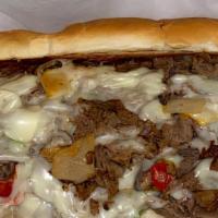 Philly Steak  · Served with colorful sautéed peppers, onions, and cheese, jalapenos are optional.