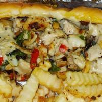 Philly Chicken Combo · Served with colorful sautéed peppers, onions, and 
cheese, jalapenos are optional, fries and...