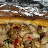 Philly Chicken · Served with colorful sautéed peppers, onions, and cheese, jalapenos are optional. (Add your ...