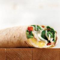 Breakfast Veggie Wrap · Fresh cracked eggs, mushrooms, organic spinach, and our fresco mix of roasted tomatoes, spin...