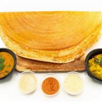 Masala Dosa · Fermented‎ crepe or rice cake made w/ rice & lentil batter, served w/ potato masala, sambhar...
