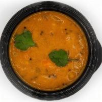 Sambhar 8 Oz · Lentil based vegetable stew/porridge/soup, cooked with pigeon pea, mixed vegetables and tama...