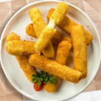 Mozzarella Sticks · Mozzarella cheese dipped in batter and deep fried to perfection.