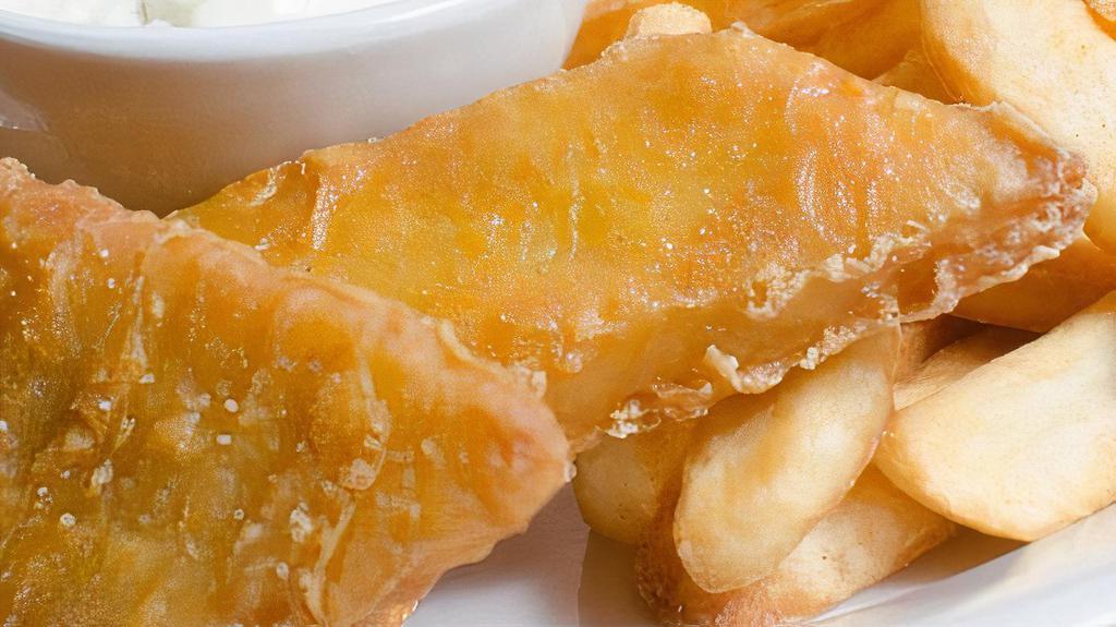 Fish & Chips · Beautiful cod filets, lightly breaded and deep-fried. Served with a side of our steak fries and our tasty tarter sauce
