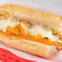Chicken Buffalo Sub · Chicken with Buffalo sauce, cheese and onions and blue cheese or ranch dressing.