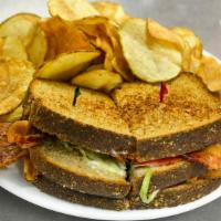 Mobster Blt · This sandwich is a double-decker filled with crisp bacon, ripe tomato, mayo, and fresh lettu...