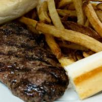 Hot Pursuit Hamburger Steak (1/2 Lb) · 1/2 lb. fresh ground chuck served with choice of side, salad and bread.