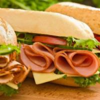 Turkey Ham Sandwich · Turkey Ham, Cheddar Cheese, Lettuce, Tomato, mayo and mustard