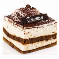 Tiramisu · Italian dessert made with espresso layered over mascarpone cheese, ladyfinger cookies, and c...