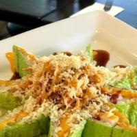Sunflower Roll · Tuna, white tuna with soy paper, spicy crab on top and crunchy with spicy mayonnaise, and ee...