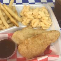 Chicken Tenders & Fries Kids Meal · 2 Pc Chicken Tenders with choice of side and beverage.