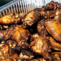 Smoked Fried Wings · Brined overnight, marinated, dry rubbed and smoked, flash fried in lard