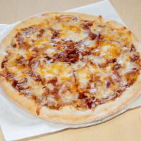 Bbq Chicken · Chicken, bacon, red onions,and mozzarella cheese,with a light BBQ sauce.