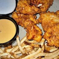 Chicken Tender Platter · (4 pc.) Hand-breaded and deep-fried. Served with honey mustard and your choice of fries or o...