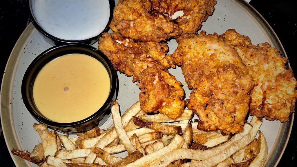 Chicken Tender Platter · (4 pc.) Hand-breaded and deep-fried. Served with honey mustard and your choice of fries or onion rings.