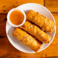 Mac & Cheese Egg Rolls · Served with house made duck sauce.
