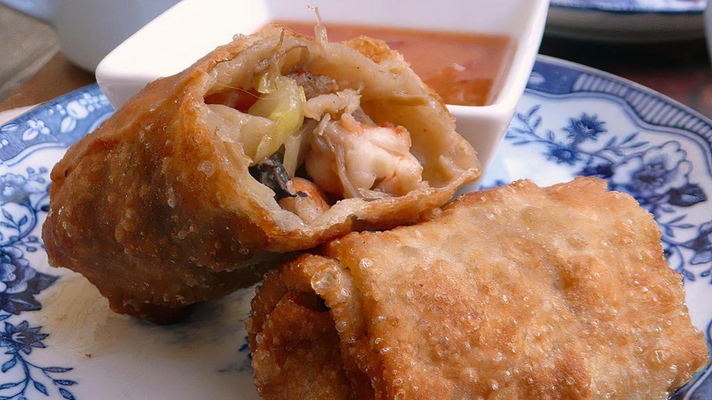 2 Egg Roll( Combination With Pork And Shrimp) · Pork shrimp mix with cabbage and celery,  also ,it’s  homemade, handmade fresh every day