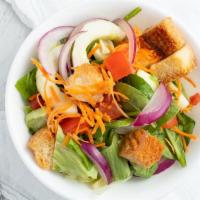 House Salad · lettuce mix with tomatoes, onions, carrots, and croutons. Choice of ranch, blue cheese, or b...