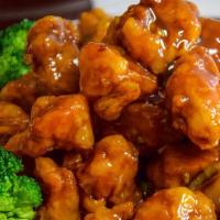 General Tso'S Chicken · Favorite. Hot spicy. Chunks of crispy chicken with brown chili sauce.