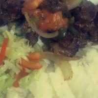 Deviled Livers · Chicken liver tenderly fried, sauteed vegetables with mashed potatoes