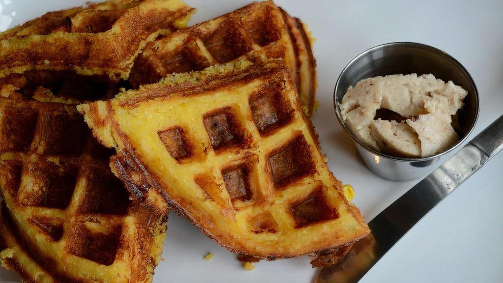 Cornbread Waffle · With maple pecan butter.
