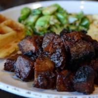 Burnt Ends Plate · Six ounces of our smoked brisket cubed, sauced and re-smoked. A Kansas City delicacy made Me...
