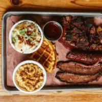 3 Meat Sampler Plate · Try a sample of our Signature smoked meats: sliced brisket (4 oz), burnt ends (6 oz) and smo...
