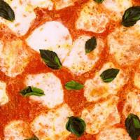 Margherita Pizza · Fresh mozzarella and sauce.