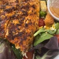 Grilled Salmon Salad · Grilled Salmon, Mixed Green and toppings
