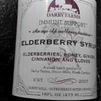 Elderberry Syrup 16Oz  · Local elderberry from Darby Farm in NC
Elderberries, Honey, Ginger, Cinnamon, Cloves