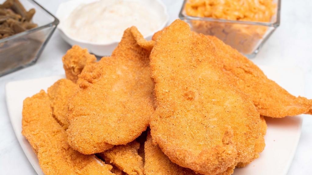 3 Pc Catfish Dinner  · 3 pc of deep fried Catfish with 2 sides and Texas toast.