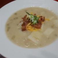 Bowl Potato Leek Soup · Potato Leek topped with bacon, cheddar & green onion.