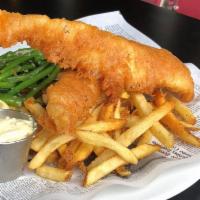 -Fish & Chips · Our specialty! Two fillets of our light & flaky whitefish batter fried & served with hand-cu...