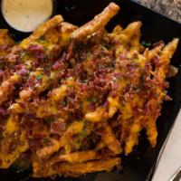 Bacon Cheddar Fries · How can you go wrong with this combination of our fantastic fries topped with shredded chedd...