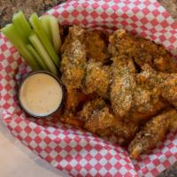 10 Wings · Comes with one ranch or blue cheese dressing.