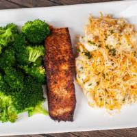 Salmon · Our house maple glazed salmon is pan seared and oven baked with garlic and our house seasoni...