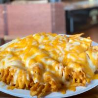Amber Fries · A large order of thin-cut or seasoned waffle fries smothered in a half-pound melted cheeses.