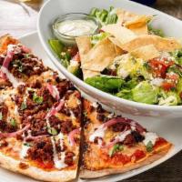 Mexican Grilled Pizza Combo · Half Mexican Grilled Pizza, plus a cup of chicken tortilla soup or house salad.
