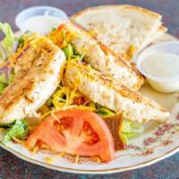 Chicken Salad · Low calories marinated grilled chicken tenders come with your choice of salad (Greek, taboul...