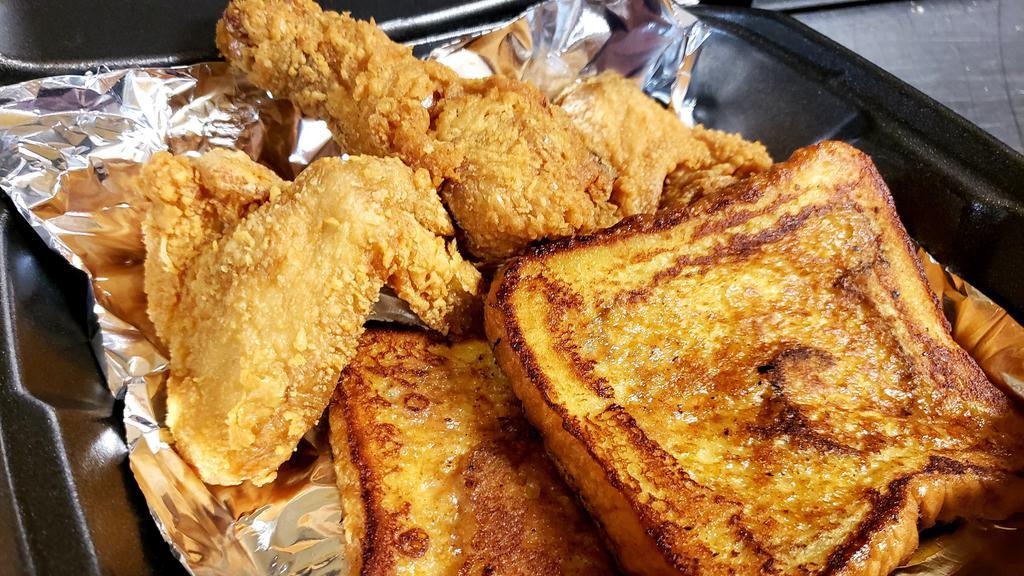 Chicken & French Toast  · 2 slices of buttermilk french toast served with 3 pieces of fried chicken. Served with 2 syrup packs.