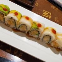 Falls River Roll · Raw. Red Spicy white tuna, jalapeno, crunch inside tuna, white tuna, and avocado on top with...