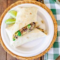 Grande Burritos · Your choice of meat with seasoned rice, black beans, romaine lettuce, cheese guacamole, pico...