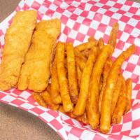 D1: 2Pc Codfish & Fries · Served with French fries and your choice of bread.