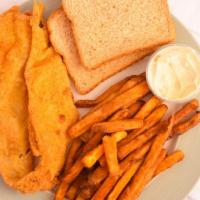 D1: 2Pc White Fish & Fries · Served with French Fries and your choice of Bread.