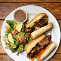 Chicken Cheese Steak · Marinated grilled breast or jerk chicken thigh with onions, peppers, melted cheddar, avocado...