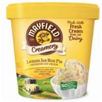 Lemon Ice Box Pie · Lemon ice cream, with lemon flavored snaps, and graham pieces.