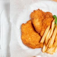 Chicken Tenders · Cooked fresh chicken breast & homemade batter. served with honey mustard or honey bbq sauce.